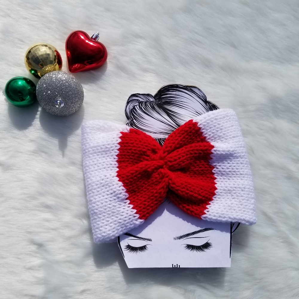 RichMeri-Candy Cane Red & White EarWarmer|HeadBand